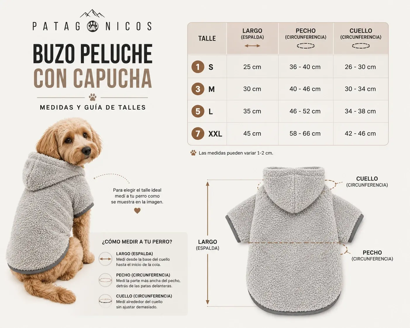 BUZO PELUCHE CON CAPUCHA Info 1